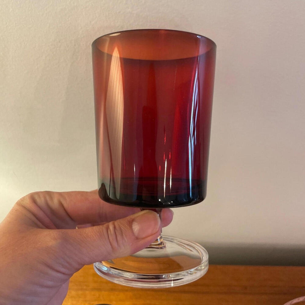 Luminarc France Vintage Cavalier Ruby Red Wine Glasses / Water Goblets 5 1/8"